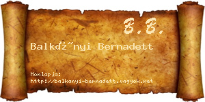 Balkányi Bernadett névjegykártya